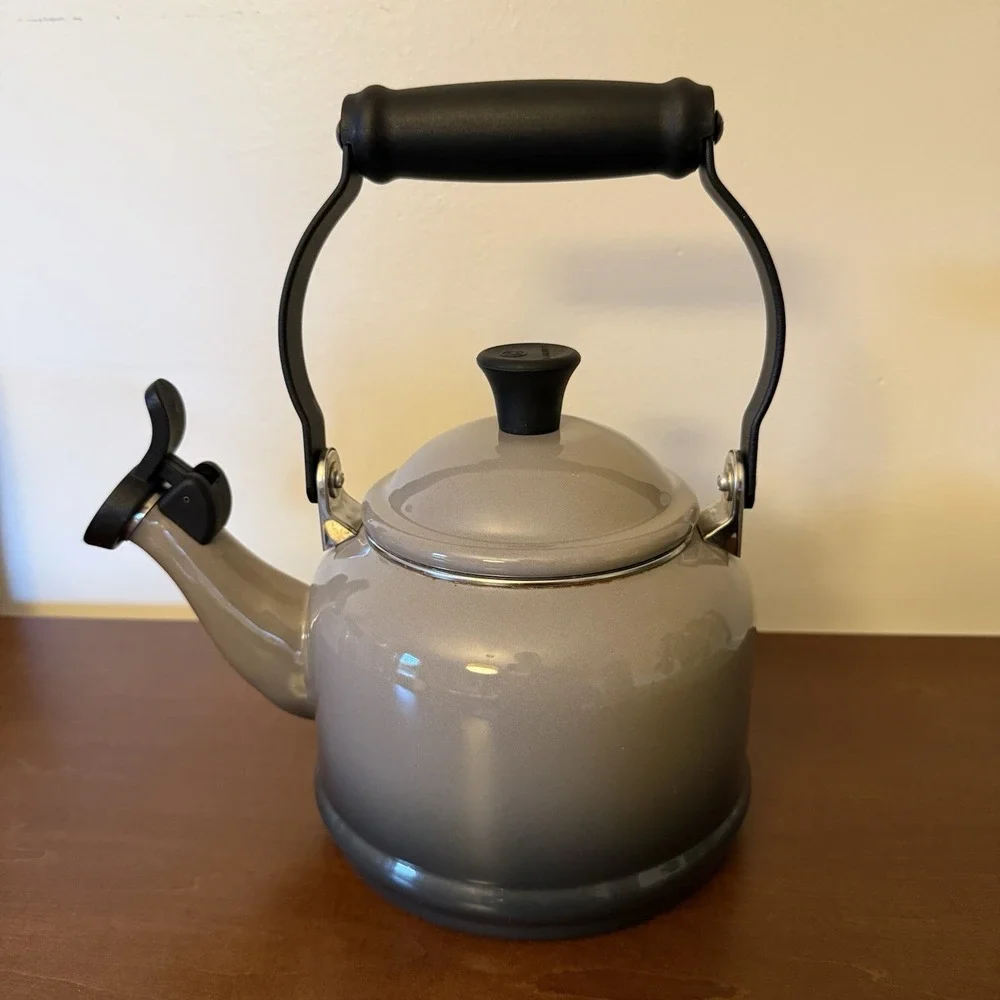 Le Creuset Demi Tea Kettle Pot 1.25 Qt Light Dark  Gray Enamel Steel - READ